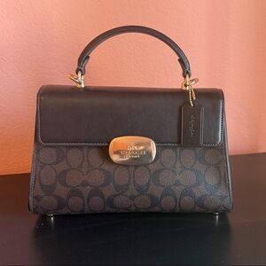 Coach Black and Brown Crossbody Bag with Gold Accent